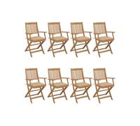 Chaises pliantes 8 pièces avec coussins en bois d'acacia massif vidaXL