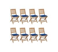 Chaises pliantes 8 pièces avec coussins en bois d'acacia massif vidaXL
