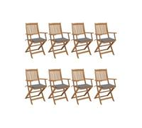 Vidaxl Chaises Pliables De Jardin Lot De 8 Avec Coussins Bois D'acacia