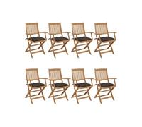 Vidaxl Chaises Pliables De Jardin 8 Pcs Avec Coussins Bois D'acacia