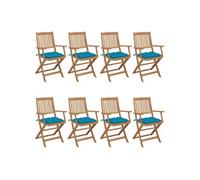 Vidaxl Chaises Pliables De Jardin 8 Pcs Avec Coussins Bois D'acacia