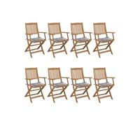Chaises pliables de jardin lot de 8 avec coussins Bois d acacia