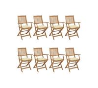 Vidaxl Chaises Pliables De Jardin 8 Pcs Avec Coussins Bois D'acacia