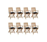 Vidaxl Chaises Pliables De Jardin 8 Pcs Avec Coussins Bois D'acacia