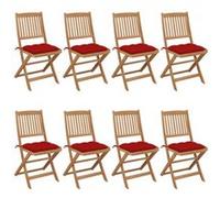 Chaises pliables de jardin lot de 8 avec coussins Bois d acacia G