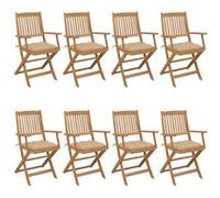 Chaises pliables de jardin lot de 8 avec coussins Bois d acacia G