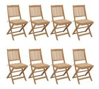 Lot de 8 Chaises Pliables de Jardin avec Coussins Siège Bois d'Acacia vidaXL