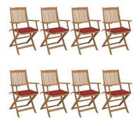 Chaises pliables de jardin lot de 8 avec coussins Bois d acacia G
