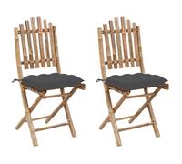 vidaXL Tuinstoelen 2 st inklapbaar met kussens bamboe3064002 G