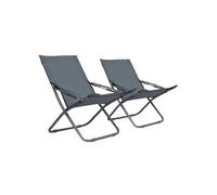 Chaises pliables de plage lot de 2 Tissu Gris