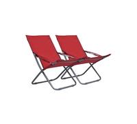 Vidaxl Chaises Pliables De Plage 2 Pcs Tissu Rouge