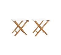vidaXL Chaises pliables 2 pcs Bois de teck solide et tissu Blanc crème