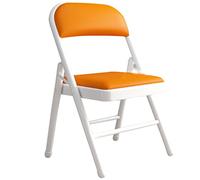 Chaises pliante Chaises Rembourrées Pliantes Président De Conférence De Formation De Bureau, Chaise Dinante Se Pliante De Ménage, Chaise À Dossier De Dortoir Légère ( Color : White orange , S : 45*45*