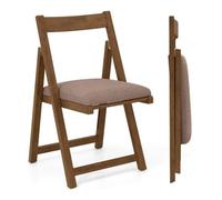 Chaises Pliante Lot de 2 - RELAX4LIFE - Dossier Incurvé - Repose-Pieds - Chaises Salle à Manger en Bois - Charge 150KG - Brun Noix