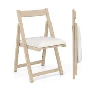 Chaises Pliante Lot de 2 - RELAX4LIFE - Dossier Incurvé - Repose-Pieds - Chaises Salle à Manger en Bois - Charge 150KG -Beige Clair