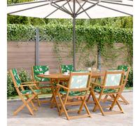Chaises de jardin lot de 2 motif de feuilles acacia et tissu, siège de jardin, assise extérieure, chaise pliable, 367673