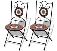 vidaXL Chaises de jardin mosaïque bistro 41535 Terre cuite / blanc Lot de 2