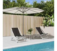 Lot de 2 Chaises de Plage Pliantes, Transats avec Hauteur Réglable, Bain de Soleil Jardin, Moderne, Noir Aluminium et 360168