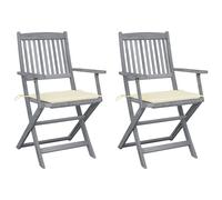 Chaises pliantes 4 pièces avec coussins en bois d'acacia massif vidaXL