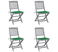 Chaises pliantes 4 pièces avec coussins en bois d'acacia massif vidaXL