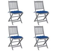 Chaises pliantes 4 pièces avec coussins en bois d'acacia massif vidaXL