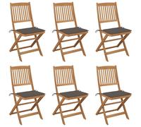 vidaXL Lot de 6 chaises pliantes de jardin en bois d'acacia avec coussins