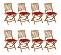 Chaises pliantes 8 pièces avec coussins en bois d'acacia massif vidaXL