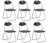 Chaises pliantes à manger lot de 6 noir similicuir