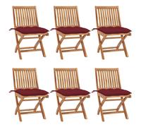 Chaises pliantes avec coussins, 4 pièces, en teck massif vidaXL