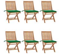 Chaises pliantes avec coussins, 4 pièces, en teck massif vidaXL
