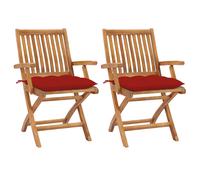 Chaises pliantes avec coussins, 4 pièces, en teck massif vidaXL