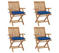 Lot de 4 Chaises Pliables de Jardin avec Coussins Siège Teck Solide vidaXL
