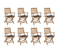 Chaises pliantes avec coussins, 8 pièces, en bois d'acacia massif vidaXL