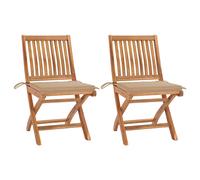 Lot de 8 Chaises Pliables de Jardin avec Coussins Siège Teck Solide vidaXL
