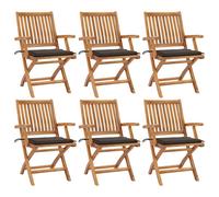 Chaises pliantes avec coussins, 8 pièces, en teck massif vidaXL