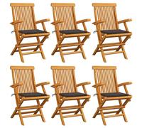 Tuinstoelen 6 st met taupe kussens massief teakhout3062549