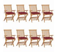 Lot de 8 chaise H. 89 cm pliable en teck exterieur bois