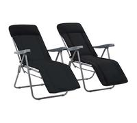 vidaXL Chaises pliables de jardin avec coussins 2 pcs Gris
