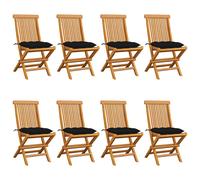 Chaises pliantes avec coussins taupe, 8 pièces, en bois de teck massif vidaXL
