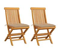 Chaises pliantes avec coussins taupe, 8 pièces, en bois de teck massif vidaXL