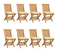 Chaises pliantes avec coussins taupe, 8 pièces, en bois de teck massif vidaXL