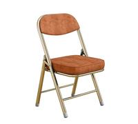 Chaises pliantes avec sièges rembourrés, structure plaquée or et tissu en velours côtelé, capacité de 300 kg, convient aux chambres à coucher, salles de réunion, jardins, fêtes, etc.(Brown)