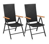 Chaises pliantes empilables, lot de 2, en rotin synthétique noir vidaXL