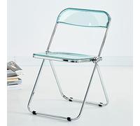 Chaises Pliantes en Acrylique Chaise Pliante Transparente de Luxe Moderne - Siège en Cristal empilable - Siège de Salon - Chaise d'appoint à Cadre chromé for l'intérieur (Color : Green)