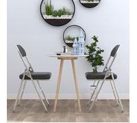 Chaises Pliantes en Cuir - VIVOLILV - Lot de 2 - 46x42x80 cm - Noir - Chaise de Bureau Pliante Peu encombrante pour la Maison