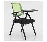 Chaises pliantes en maille bleue avec bureau attaché, bras de tablette droitier, chaises de conférence et chaises gigognes empilables pour bureau ou invités