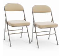 Chaises Pliantes en PU Jaune - VIVOLILV - Lot de 2 Chaises Empilable avec coussin d'assise épais - 46x42x80 cm