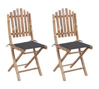 Chaises pliantes (lot de 2) avec coussins en bambou vidaXL
