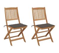 Chaises pliantes (lot de 2) avec coussins, en bois d'acacia massif vidaXL