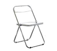 Chaises pliantes modernes en acrylique - Assise empilable en cristal avec cadre chromé - Meuble polyvalent transparent pour intérieur et extérieur - Couleur claire